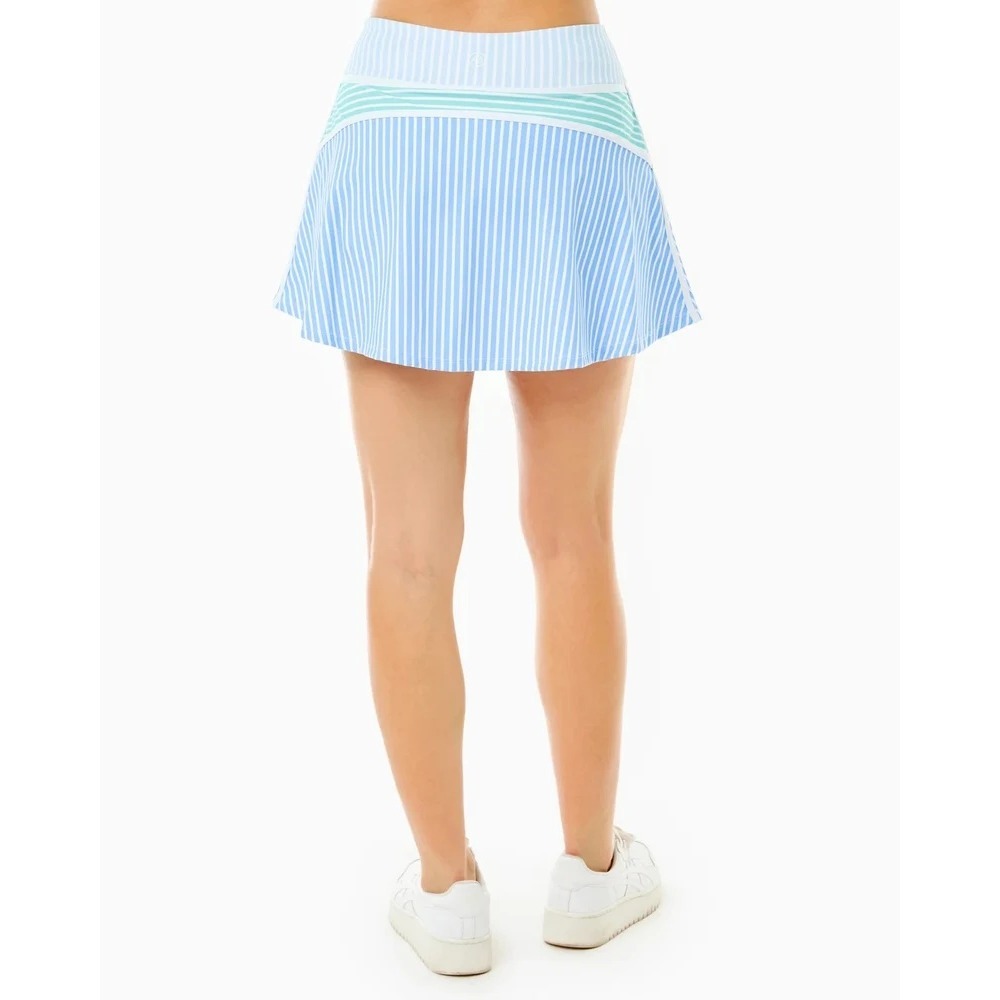 Addison Bay Seamed Flounce Skort Small Blue White Striped Tennis Skirt